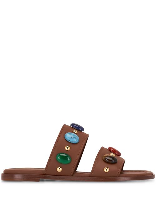 Brown leather flat sandal GIANVITO ROSSI | G1539005CUOCLNCUOI